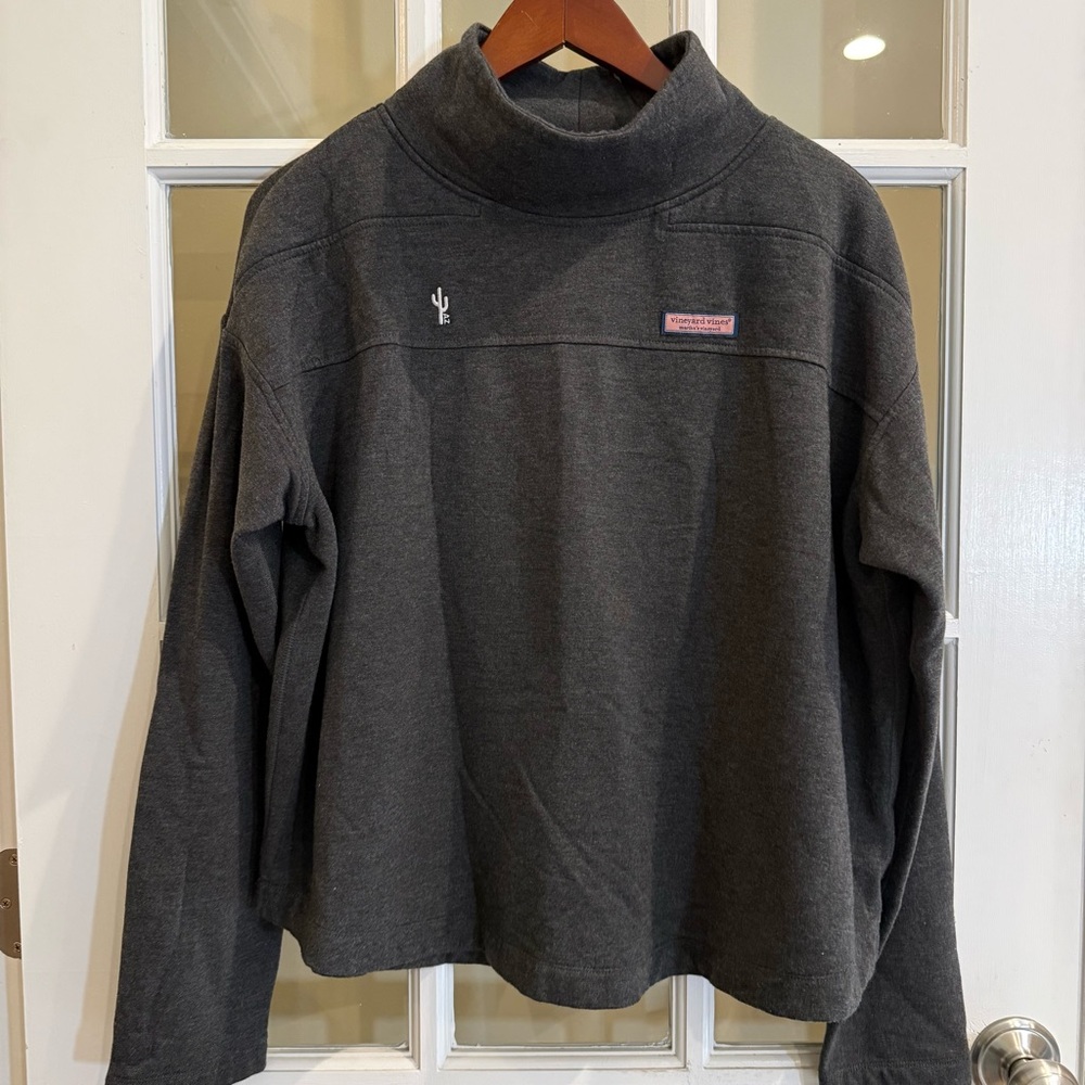 Womens Vineyard Vines Dreamcloth Funnel Shep Shirt Charcoal Heather Size Large